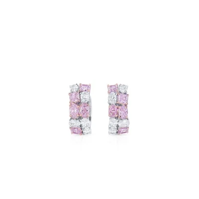 Natural Fancy Light Pink Diamond Earrings 2.64 Ct MIX Cut VS Solid - Image 1 of 4