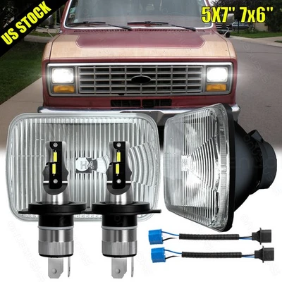 Par de faros LED HI-LO Beam DOT Fit Ford E-350 Super Duty 1999-2017 7x6" 5x7" Foto 1 de 4