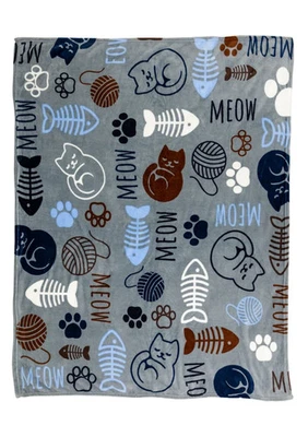 Manta gris Kitty Paws manta de felpa suave manta para gatos 50x60 pulgadas Foto 1 de 4