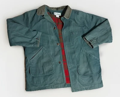 VTG LL Bean Chore Coat Barn Jacket Mens Large Reg Canvas Wool Blanket Lined - Image 1 of 4