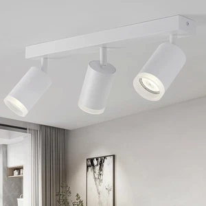 Faretti da soffitto 3 vie regolabili GU10 apparecchi luce lampada bianca per camera - Foto 1 di 14