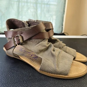 Blowfish Malibu bronceado Balla micro-cuña tacón cremallera lateral correa de tobillo superior alta 8.5 - Imagen 1 de 15