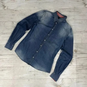 Camisa Denim Dolce Gabbana Vintage Botones Manga Larga Y2K Hombres Talla 44 Azul - Imagen 1 de 15