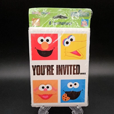 Винтажные приглашения на вечеринку Улица Сезам 8 штук Zoe Elmo печенье большая птица - Изображение 1 из 4