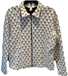 Rafael Sport Womens Black and White Zip Up Collared Jacket Size XL - Picture 1 of 9