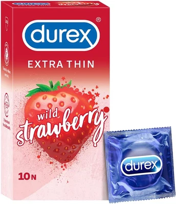 Durex Extra Thin Wild Strawberry Flavoured Condoms for Men - 10S - Image 1 of 4