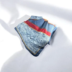 AUTHENTIC VINTAGE CHRISTIAN DIOR SCARF RED/BLUE/GOLD 70s-80s 30.5x30.25 - Picture 1 of 10