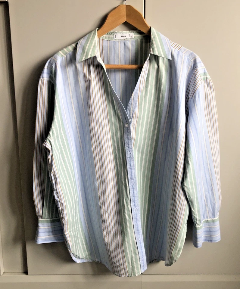 Mango Womens Striped Shirt UK Size Large (14] - Image 1 of 4