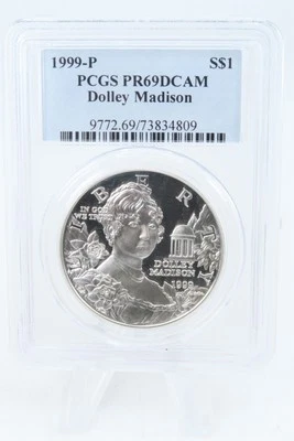1999-P PCGS PR69DCAM Dolley Madison Silver Modern Commemorative Dollar Proof - Image 1 of 2