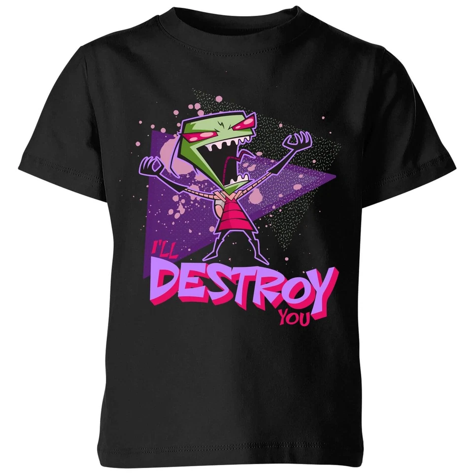 ZAVVI Invader Zim I'll DESTROY You Kids' T-Shirt - Black