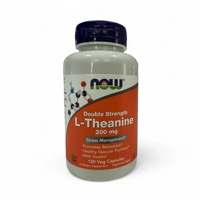 NOW FOODS L-Theanine Double Strength 200 mg 120 Veg Capsules Foto 1 de 3