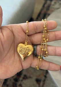 Saint Lana Del Rey LDR Style Stash Necklace/Rosary Chain/Hollow Pendent/Heart - Picture 1 of 6