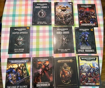 Lot of 10 Warhammer 40K Paperback Books – Index, Codex, Lore, Shadowspear - Image 1 of 4