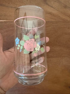 Pfaltzgraff Tea Rose vintage 90s clear glasses floral 6 cups tumbler cottagecore - Picture 1 of 5