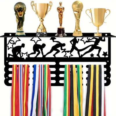 1 juego de exhibición de colgador de medallas con estante de trofeos trofeo de metal y estante de medallas deportes Foto 1 de 4