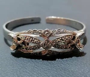 HERMOSO BRAZALETE RODIADO BRAZALETE PLATA 835 CON PIEDRAS PRECIOSAS DE HEMATITA - Imagen 1 de 5