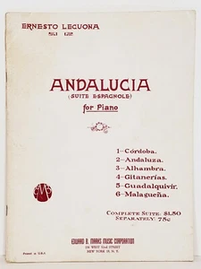 1956 Ernesto Lecuona Andalucia Sheet Music 6 Songs Suite Espagnole - Bild 1 von 8