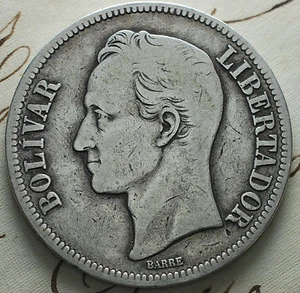 Venezuela 5 Bolivares Silber 1924   - Bild 1 von 2