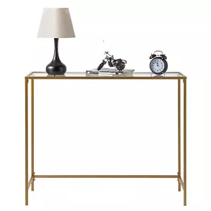 Narrow Console Table Tempered Glass Sofa Table for Living Room Hallway Entryway - Picture 1 of 9