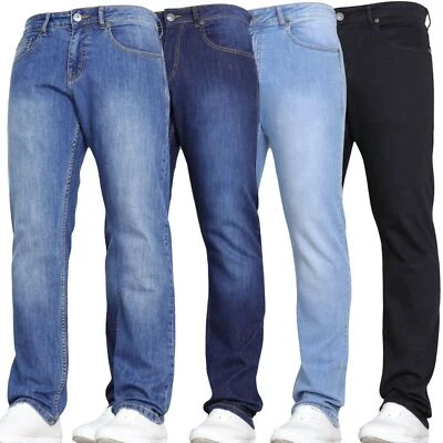 Ex-Brand Mens Straight Leg Stretch Denim Pants Jeans Slim Fit Relaxed Trousers