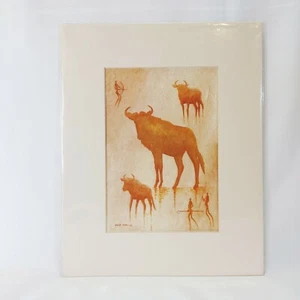 David Cubbin Print Wildebeest Hunters South Africa Matted 9.25 x 11.5 - Picture 1 of 7
