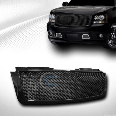 For 07-14 Chevy Tahoe/Suburban/Avalanche Glossy Blk Mesh Front Bumper Grille ABS - Изображение 1 из 3