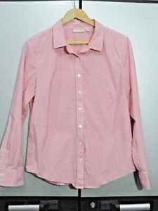 Camisa halógena rosa blanca a rayas manga larga abotonada para mujer talla pequeña grande - Imagen 1 de 5