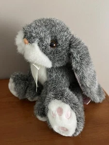 Russ Berrie EASTER Bouncy Plush Bunny Rabbit 10” PINK TOES Gray Stuffed Animal - Picture 1 of 8
