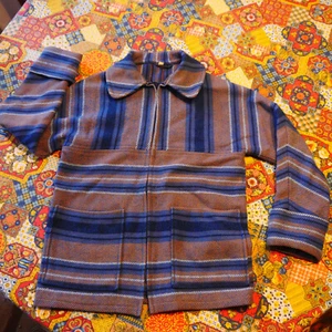 1960s 70s Vintage Wool Jacket - Eclipse Wales UK Womens Small S Striped CUTE - Picture 1 of 4