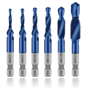 Titanium HSS Tap Drill Bit Set M3-M10 Hex Shank Metric Thread Tapping Tools UK - Picture 1 of 38