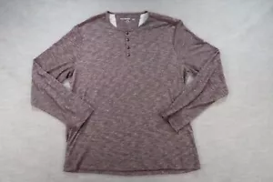 John Varvatos Shirt Mens Extra Large Brown Henley Luxe Heathered Long Sleeve - Picture 1 of 8