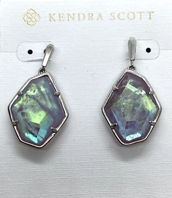 Pendientes Kendra Scott Dax Amatista Vidrio Dicroico Tono Plata Tamaño Más Pequeño Nuevos Foto 1 de 4