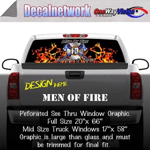 Fire Fighter Men of Fire See Thru Window Graphic One Perforated Glass - Picture 1 of 2