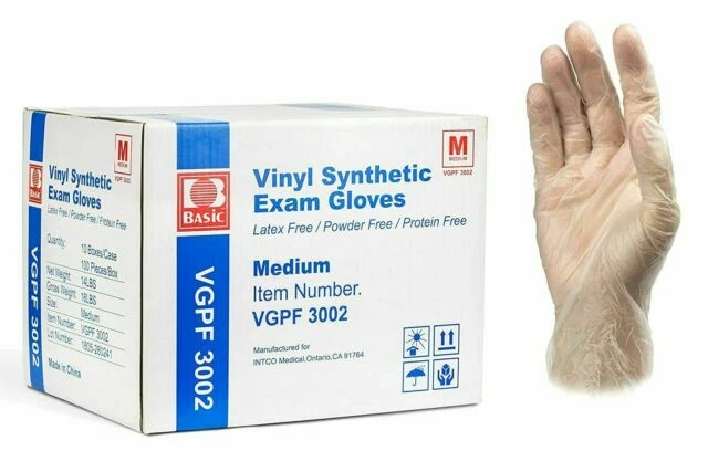 Basic Medium Clear Vinyl Synthetic Exam Gloves - Case of 1000 (VGPF 3002)