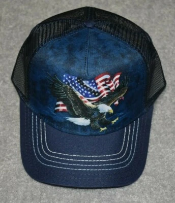 ADULTS EAGLE TALON FLAG TRUCKER CAP HAT ADUSTABLE ONE SIZE FITS MOST - Image 1 of 3