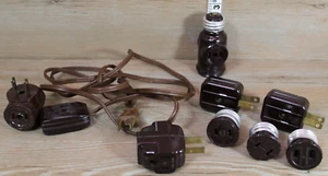 Enchufe adaptador de enchufe de toma de plástico baquelita de colección enchufe doble  - Imagen 1 de 14