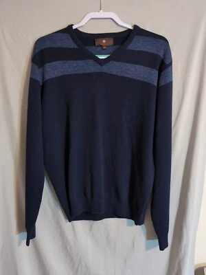 Мужская M Toscano 50% шерсти синий в полоску v-образным вырезом свитер - Изображение 1 из 4
