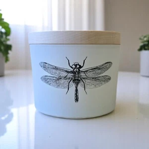 SKEEM Citronella Sea Salt Outdoor Candle Soy Wax 80Hr Dragonfly Jar Wood Lid USA - Picture 1 of 11