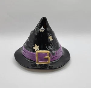 Yankee Candle Black Halloween Witch Hat Spiders Ceramic Candle Jar Topper Shade - Picture 1 of 11