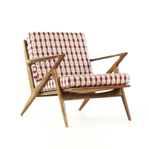 Poul Jensen for Selig Mid Century Walnut Z Lounge Chair Cover