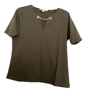 MICHAEL KORS Tee MSRP $88 IVY/Gold Color LOGO Top sz.XL OR sz.M NWT - Picture 1 of 9