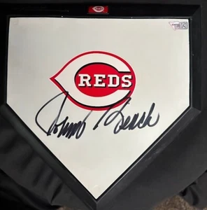 Johnny Bench Signed Autographed Cincinnati Reds Logo Mini Home Plate (Fanatics) - Picture 1 of 6