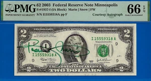 Billete de 2 dólares de la Reserva Federal 2003 - PMG 66EPQ - Firmado por la Tesorera Rosario Marín - Imagen 1 de 2