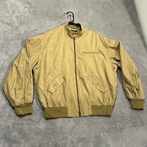 Vintage Bobby Jones Golf Jacket Mens Large Gold Silk Full Zip Bomber Jacket - Picture 1 of 7