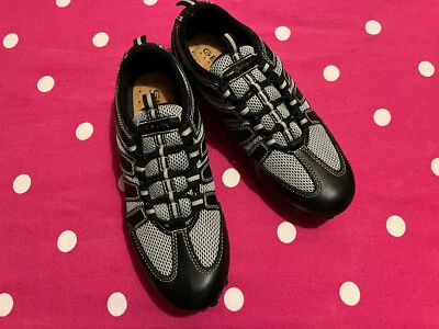 Geox Respira Black Leather Gray Mesh Fashion Sneakers Shoes Slip On 6 36 New - Image 1 of 4