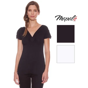 Mapale Womens Deep ‘V’ Split Shoulder Top - Picture 1 of 7