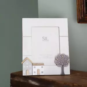 Large Wooden Photo Frame 5x7” Country-Style Rustic Home Decor House Tree Design - Picture 1 of 3