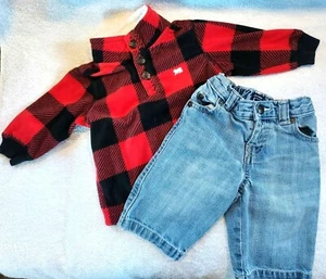 Conjunto de suéter y jeans Carter's Buffalo a cuadros para bebé polar - talla 6 meses - Imagen 1 de 5