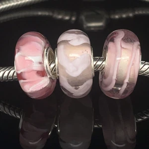 Rosa Murano Glas Bettelarmband Perlen Set - 925 Sterling Silber Geburtstag Geschenk - Bild 1 von 3
