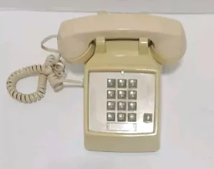 Vintage Cream Tan Landline Telephone Push Button Volume Adjustable Collectible - Picture 1 of 4